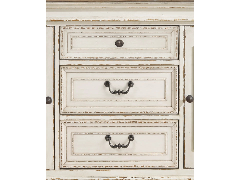 Kaylin Dining Server with Inset Mirrored Glass and Fretwork