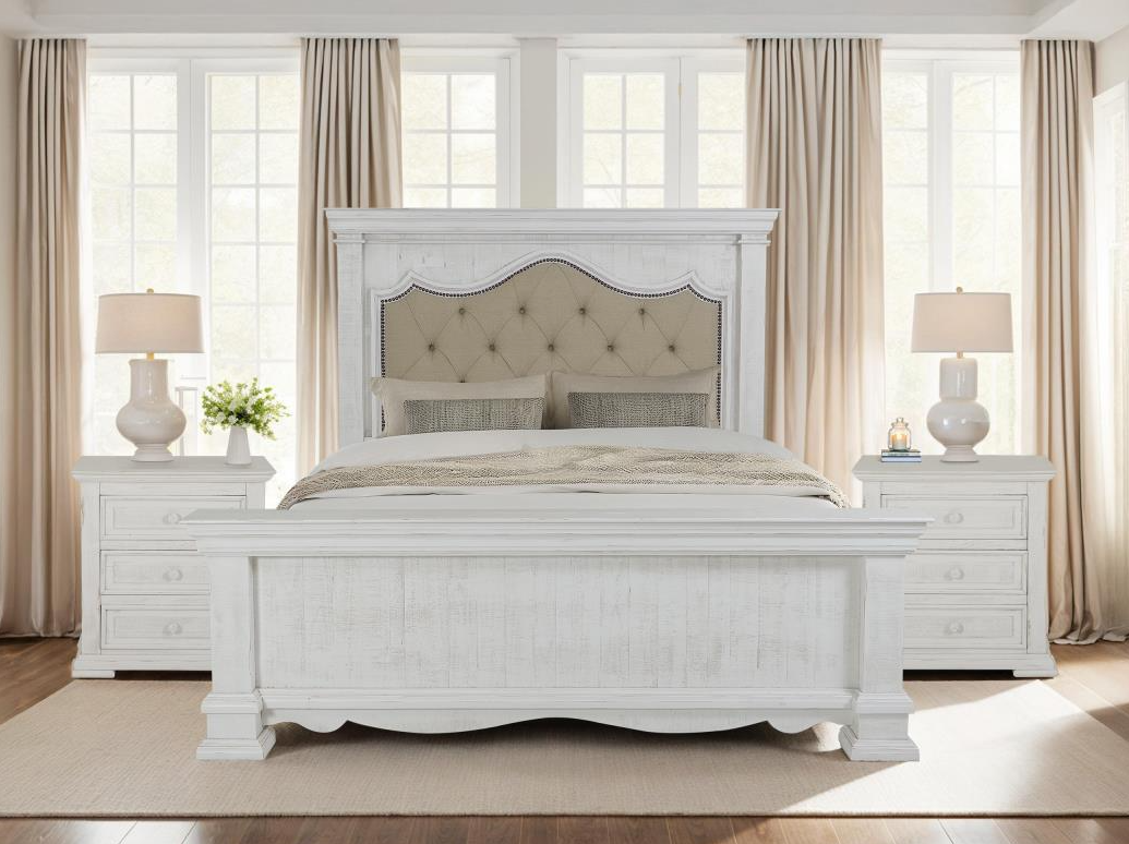 Terra White Three Drawer Nightstand