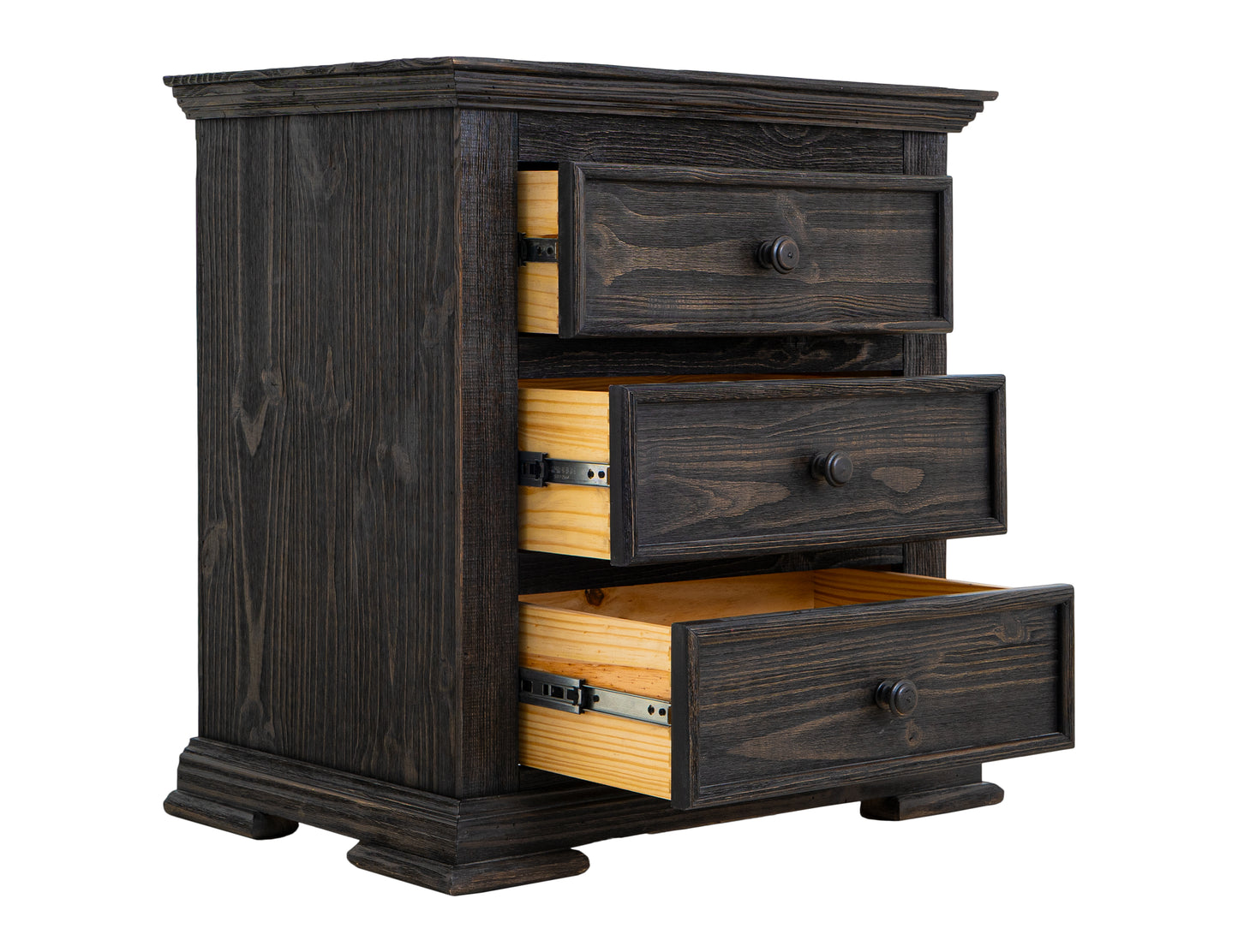 Terra Dark Three Drawer Nightstand
