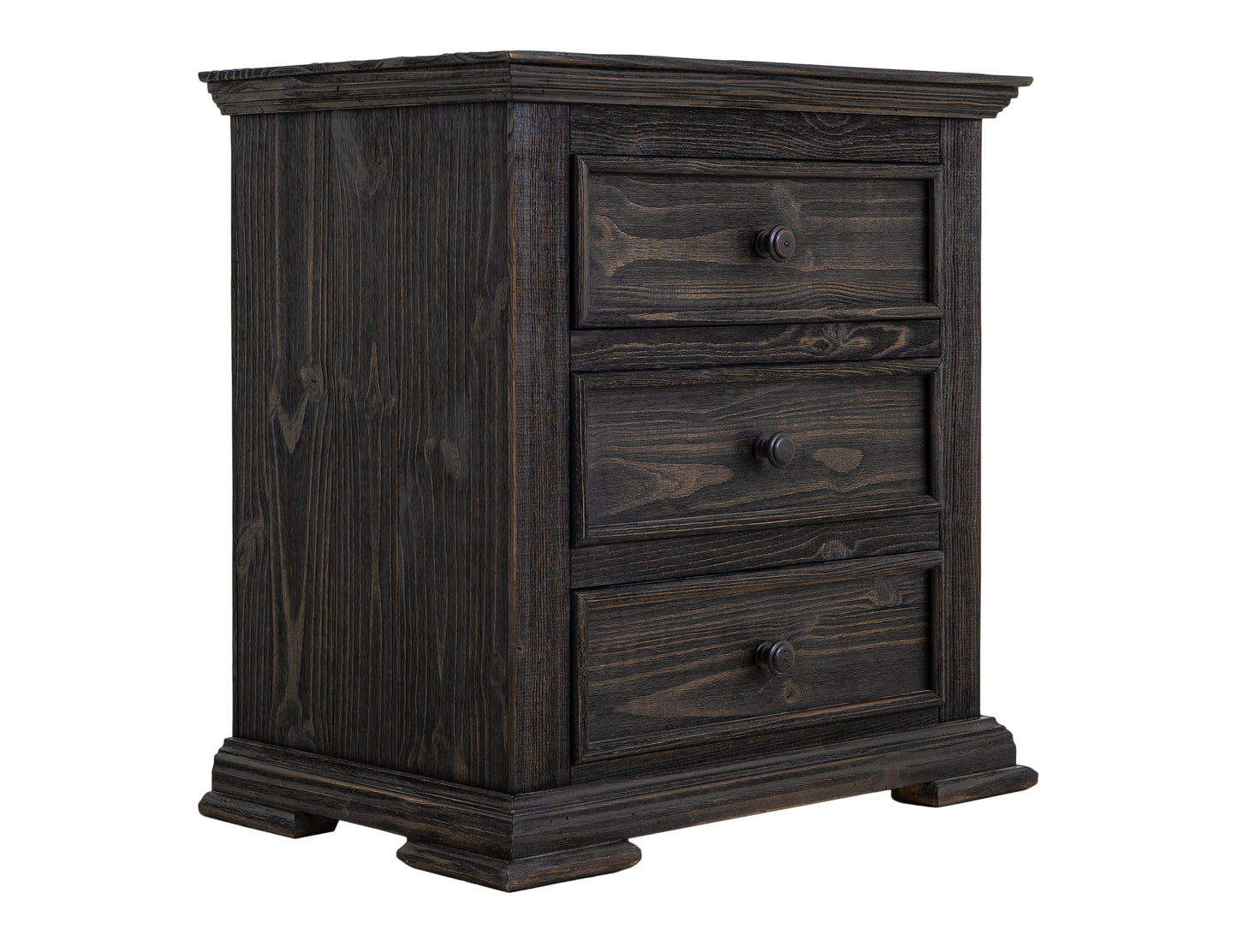 Terra Dark Three Drawer Nightstand