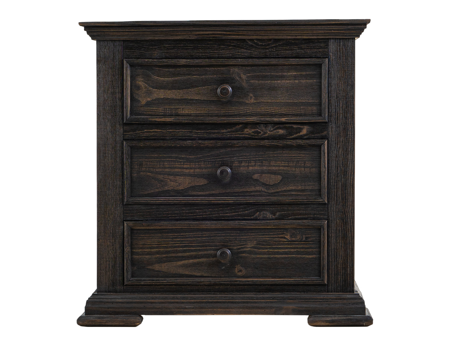 Terra Dark Three Drawer Nightstand