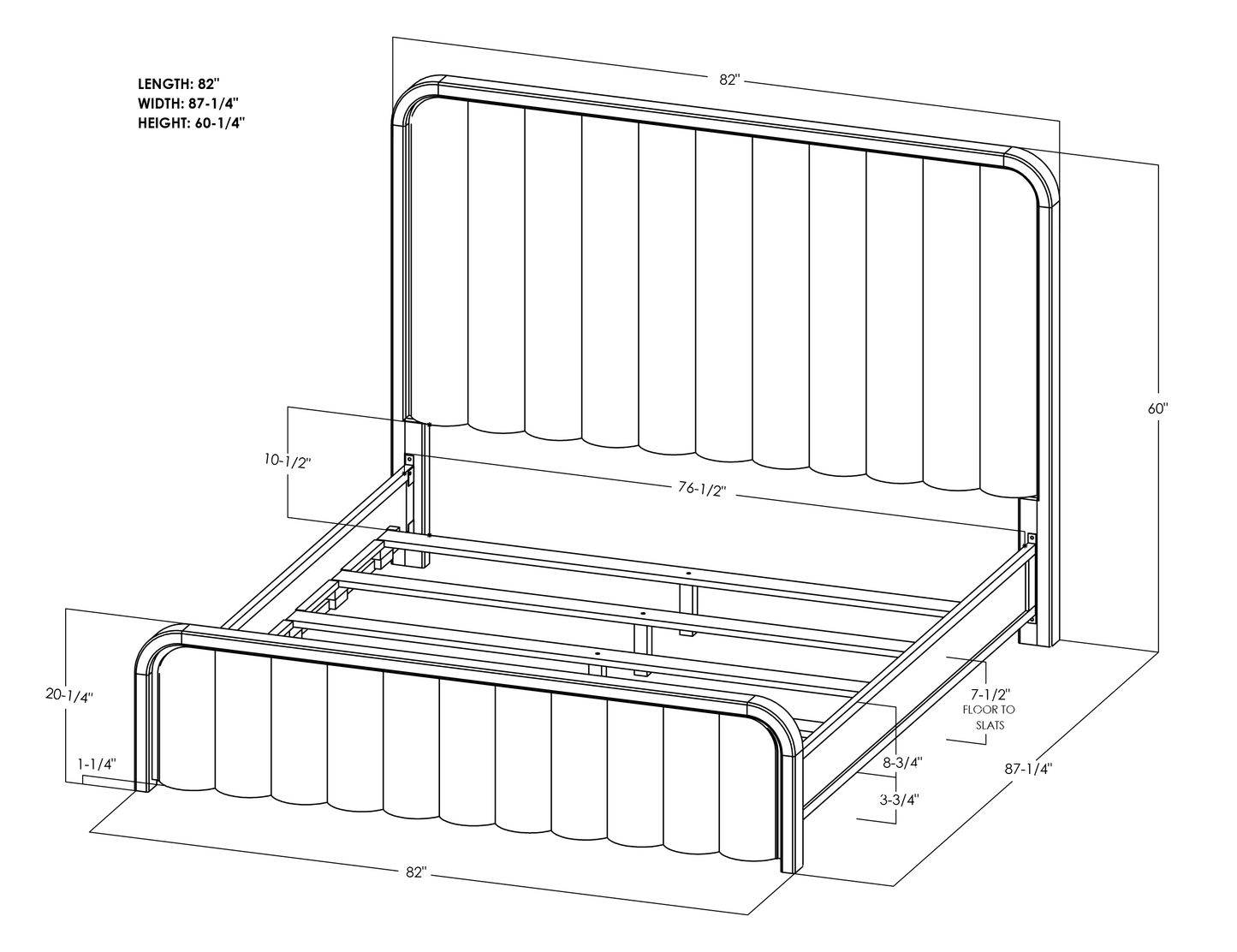 Plateau King Upholstered Bed